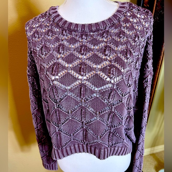 Full Tilt Sweaters - Full tilt extra large women’s purple knit sweater 100% cotton cropped